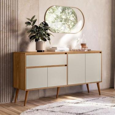 Imagem de Buffet Aparador Ravi 4 Portas 1 Gaveta Nature/Off White - Peternella