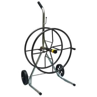 Imagem de Carrinho Enrolador Mangueira 100 Metros 1/2 Metal Jardim Aço - Borrach