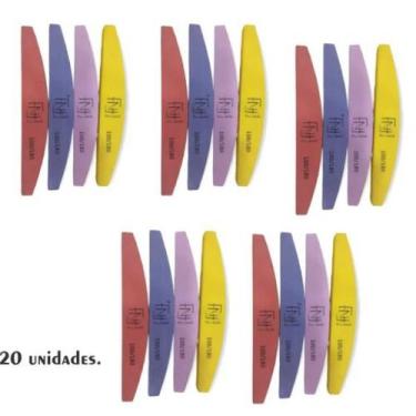 Imagem de Kit 20 Lixas Polidoras Boomerang Sortida - Fan Nails/D&Z