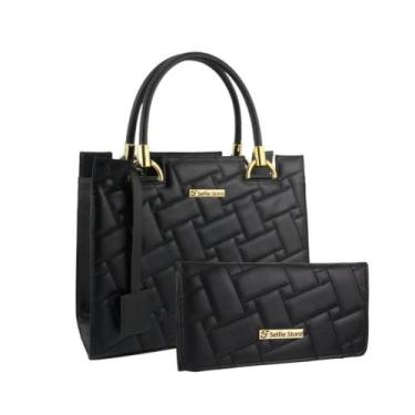 Imagem de Bolsa Feminina Transversal Tote Grande Casual + Carteira Kit - Selfie 