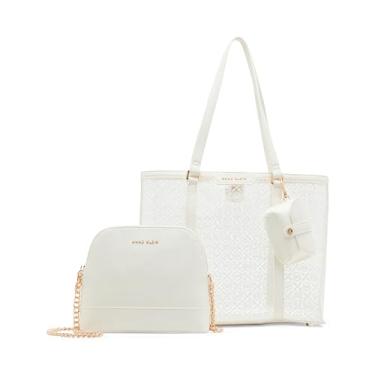 Imagem de Anne Klein Bolsa média com logotipo Ak Ring com alça transversal removível, Impressão em transparente/branco Anne, Medium
