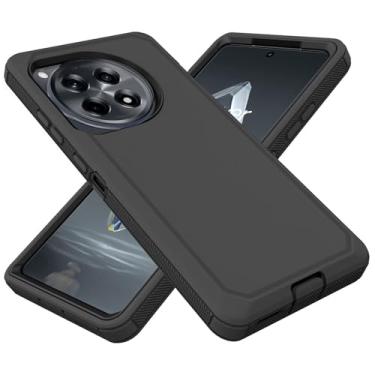 Imagem de TIOZOLY Capa para Oneplus 12R, capa protetora resistente à prova de poeira à prova de choque 3 em 1 capa robusta para Oneplus 12R (2024) - preta