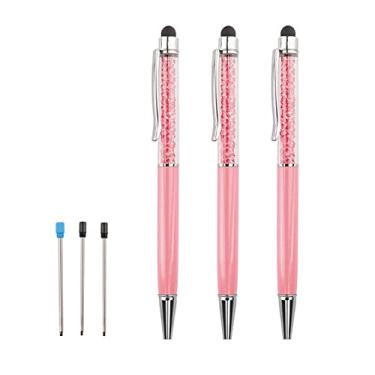 Imagem de Canetas esferográficas Bling Crystal Diamond Pen Stylus capacitiva para tela sensível ao toque com refis de reposição pontas de borracha para iPhone, iPad, Kindle Touchscreen, dispositivos 3 peças de