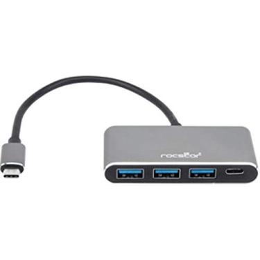 Imagem de Rocstor Hub USB C premium Y10A200-A1 - 4 portas USB-C para USB-A (3X) e USB-C (1x) - Hub USB alimentado por barramento - Expansor de porta - USB tipo C externo 4 portas USB, alumínio cinza carvão