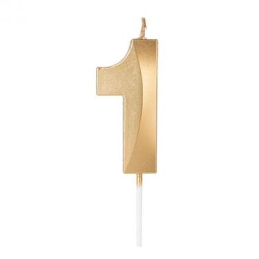 Imagem de Vela Design Dourada Numero 1 - Silverfestas - SILVER PLASTIC