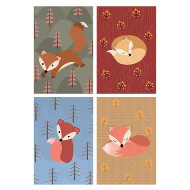 Imagem de Placa Decorativa Infantil Raposinha Kit 4un 30x40cm - Quartinhos