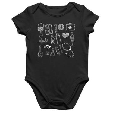 Imagem de Body Bebê Algodão Medicina Elementos - Foca na Moda, Preto, G