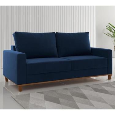 Imagem de Estofado Gael Living 3 Lugares 2 Almofadas Soltas Veludo Azul - Casa G
