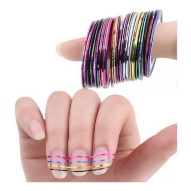 Imagem de Kit 10x Fitilhos Decoração De Unhas Fita Fio Metálico 1mm - oem, Aleat