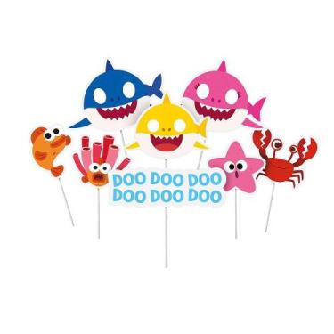 Imagem de Plaquinhas Divertidas - Festa Baby Shark - 08 unidades - Cromus - Rizz