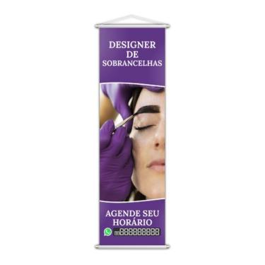 Imagem de Banner Designer de Sobrancelhas Salão Contato 100x30cm - PlimShop