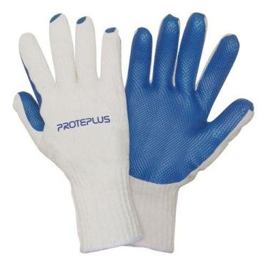 Imagem de Kit 24x Luvas De Segurança Reforçada Latex Tricotada Epi - PROTEPLUS, 