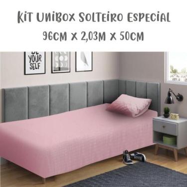 Imagem de Jogo de Lençol 2 Peças Box Conjugado Unibox Solteiro King Especial Ros