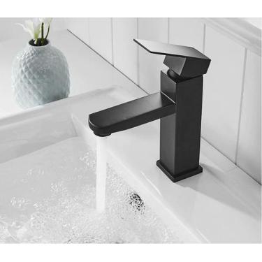 Imagem de Torneira Preta Banheiro Monocomando Lavabo Bica Baixa - B2T, Preta, Si