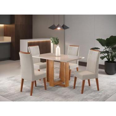 Imagem de Mesa de Jantar Retangular Claire com 4 Cadeiras Madeira Maciça Vegas -