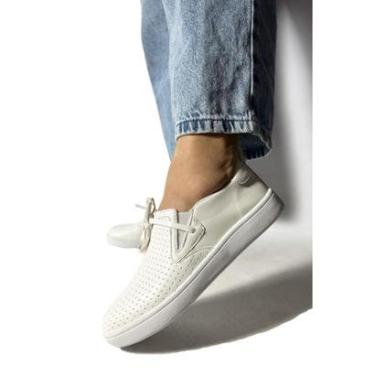 Imagem de Tênis Gigi Branco Slip On Confortável Estiloso Baixo Macio-Feminino