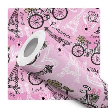 Imagem de Papel de Parede Adesivo Rosa Paris Torre Eiffel Moderno Quarto  - Baza