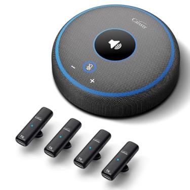 Imagem de Canstr Alto-falante de conferência com 4 microfones sem fio, alto-falante USB com redução de ruído AI e captador de voz de 360°, microfone de conferência compatível com plataformas líderes (4