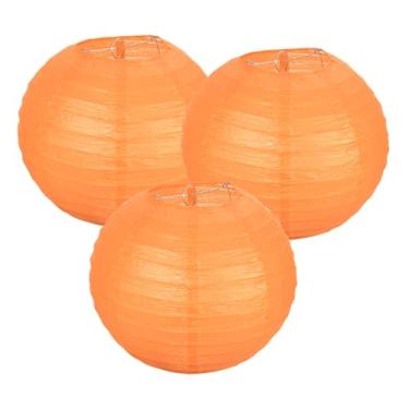 Imagem de PATIKIL Lanternas de papel redondas 20 cm/8", pacote com 3 lanternas decorativas para pendurar lâmpadas, decorações de festa para aniversário, casamento, chá de panela, decoração de casa, laranja