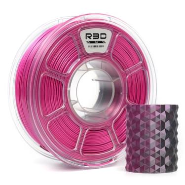 Imagem de R3D Filamento PLA de seda de duas cores, filamento de impressora 3D de coextrusão de 1,75 mm, PLA de alta velocidade 30-370 mm/s, precisão dimensional +/- 0,02 mm, carretel de plástico de 1 kg (preto
