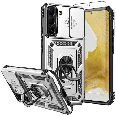 Imagem de SKTGSLAMY Capa para Galaxy S22 Plus, Samsung S22 Plus, com protetor de tela, [grau militar] Capa testada contra quedas com suporte magnético para carro S22 Plus (TC-Prata)