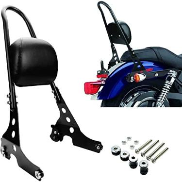 Imagem de Almofada de assento ajustável removível traseira do passageiro Sissy Bar para Harley Sportster XL 883 1200 2004-up (preto)