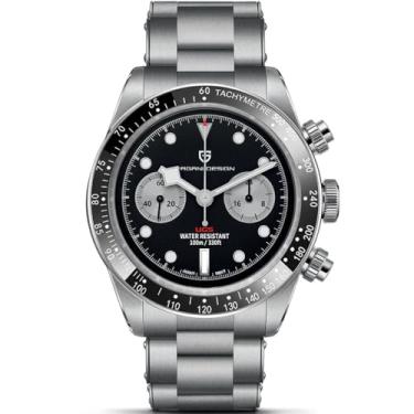 Imagem de LACZ DENTON Pagani Design 1718 Panda Dial Relógio masculino cronógrafo Japão VK64 Movimento Aço Stianless 100 m à prova d'água masculino moderno relógio casual, PD1718-Black-XXY, Clássico