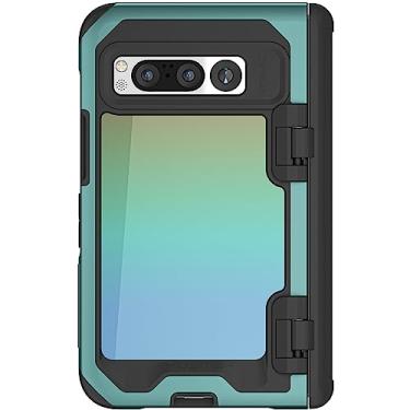 Imagem de Ghostek Capa dobrável fina Atomic Pixel transparente com amortecedor de metal de alumínio verde, proteção total de dobradiça premium, resistente, à prova de choque, projetada para Google Pixel Fold 2023 (7,6 polegadas) (verde)