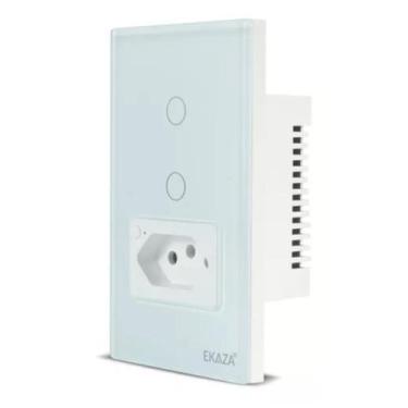 Imagem de Interruptor Wi-fi Inteligente 2 Botões 1 Tomada Branco Ekaza