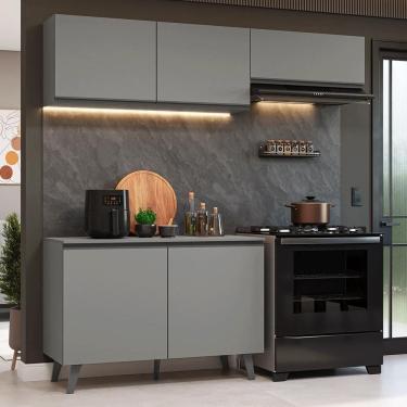 Imagem de Armário De Cozinha Compacta 200cm Cinza Nice Madesa 01 Cinza