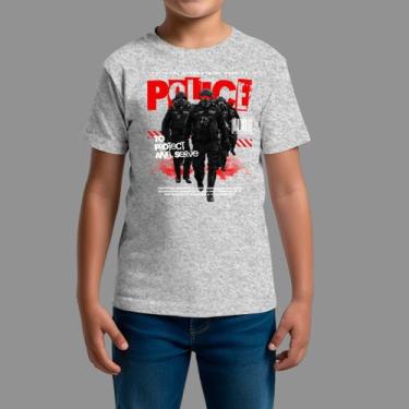 Imagem de Camisetas Infatil Básica Masculina Casual Estilosa Gola Redonda Police