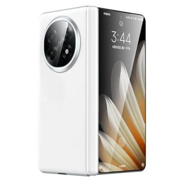 Imagem de HAO RIYLN Capa de couro para Oppo Find N5, capa magnética para telefone com dobradiça antiarranhões, proteção fina para câmera, capa traseira anti-impressão digital, branca, Find N5