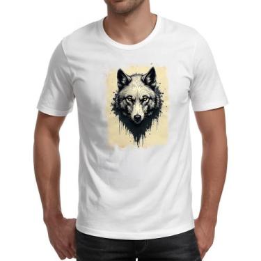 Imagem de Camiseta Unissex Lobo face pintura em papiro - Alearts, P
