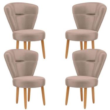 Imagem de Jogo 4 Cadeiras Para Recepção Sala de Jantar Cozinha Moderna Pés de Ma