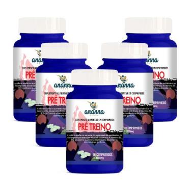 Imagem de 5x Pré Treino c/ Cafeína Vita B6 B12 C e Cromo 60 Comp 1200mg - Ananna
