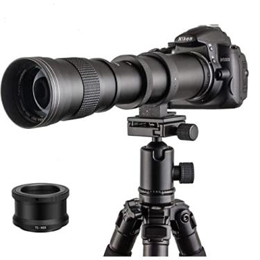 Imagem de JINTU Lente de câmera sem espelho com foco manual f/8.3 de 420-800 mm para câmera Sony E Mount A6600 A6500 ZV-E10 A7IV A6400 A7II A7SIII A7III A7C A6600 A6100 A7RIV A6000 A7RIII Metal (preto)