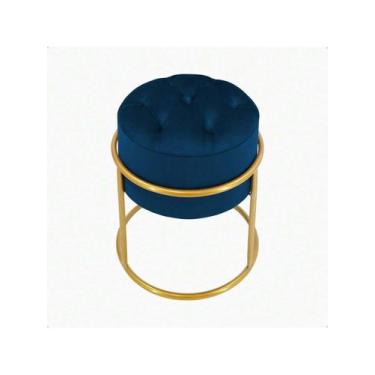 Imagem de Kit 2 puff argola capitonê tecido veludo luxo - NoBrand, Azul Marinho