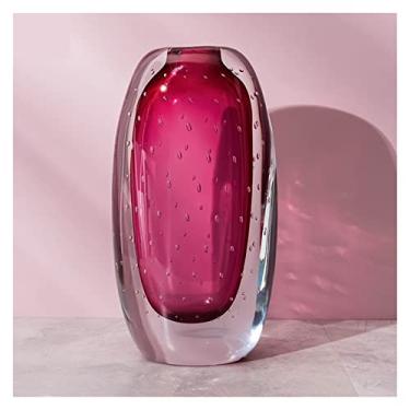 Imagem de Vaso Moderno grosso imitação de cristal personalidade criativa bolha brilhante vermelho transparente vaso vidro cristal sala estar mesa vaso flor Vaso de flores(Grande)