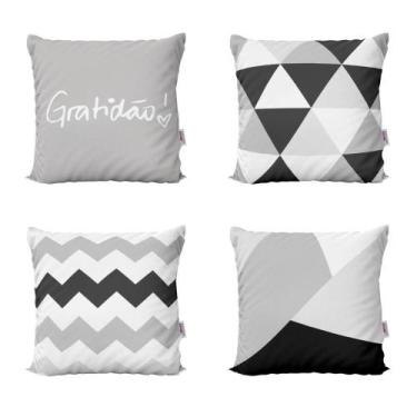 Imagem de Almofadas Decorativas Preto e Branco Geométricas Gratidão Para Sofá 40