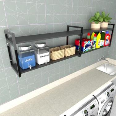 Imagem de Prateleira industrial lavanderia preto area de serviço nicho moderno s