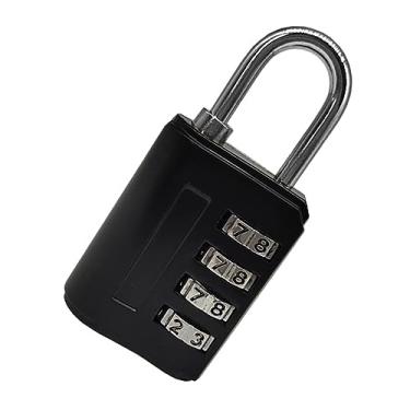 Imagem de Cadeado de combinação à prova d'água de 4 dígitos de alta segurança, liga de zinco para estojos de carrinho e bolsas de câmera (preto)