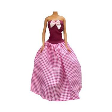 Imagem de Vestido sem alça Longo Rosa Estampado Veste Boneca - BTYNA