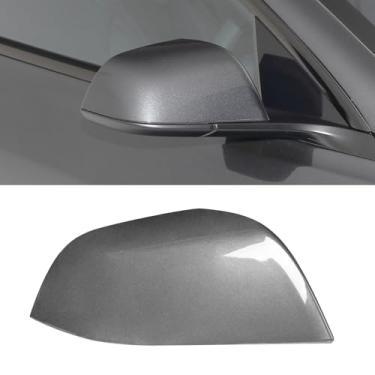 Imagem de OWITAT Compatível com Tesla Model 3 tampa do espelho do lado do passageiro direito 2017 2018 2019 2020 2021 2022 2023 2024, substituição da capa do espelho retrovisor lateral para modelo 3, cinza