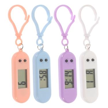 Imagem de Hemobllo Relógio de bolso com 4 peças - Mini chaveiro digital pequeno relógio eletrônico portátil chaveiro para crianças estudantes (cor aleatória, chaveiro aleatório), Figura 1, 4 Count (Pack of 1)