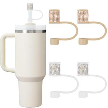 Imagem de Conjunto de acessórios Stanley Cup, 4 peças, capa de canudo de diamante brilhante, tampa de canudos para Stanley 30 e 1,134 g com copos, acessórios de tampa de 1 cm para copos, cobertura de palha para