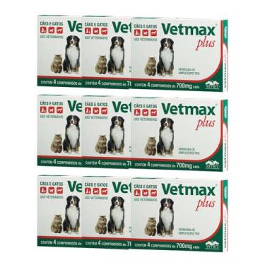 Imagem de Vetmax Plus 700mg Vetnil 4 comp. Cães e Gatos Kit com 9