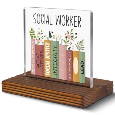 Imagem de Placa decorativa de assistente social transparente para gestores de casos, conselheiros, profissionais de saúde mental, decoração de escritório, presente de agradecimento para defensores da justiça
