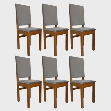 Imagem de Conjunto 6 Cadeiras Encosto Estofado Zamarchi Canela Joli Creme