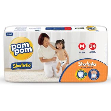 Imagem de Fralda Infantil Pompom Shortinho Tam M 6 A 10Kg 34 Unid