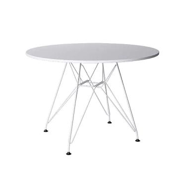 Imagem de Mesa De Jantar Redonda Branca Eiffel Eames 90Cm Com Ferro Branco - Up Home